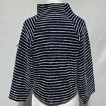 ZARA Striped Textured Mock Neck 3/4 Sleeve Sweater Top Navy White Size Medium Photo 9