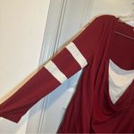 Varsity Women’s Maroon/Grey  Stripe Layered Look Blouse M Photo 3