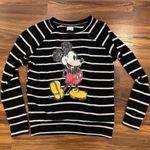 Disney  Jerry Leigh black & white striped sequined Mickey Mouse sweater. Size S Photo 0