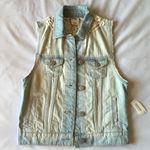 Aeropostale Light Wash Destroyed Jean Vest With Lace Detail Photo 0
