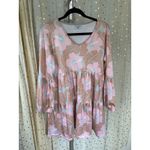 Ola Hou designs Hawaiian Hibiscus Bubble Sleeves Baby Doll Tiered Dress S Photo 2