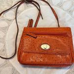 Mundi Vintage Faux Ostrich Crossbody Purse Handbag Orange FLAW Photo 0