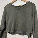 Aerie  Cropped Crewneck Sweater Size XS Oversized Beach Party Sweatshirt Green Photo 3