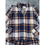 Free People Tunic Top Boho Plaid Hi Low Ruffle Hem V Neck Shirt Size M Photo 1