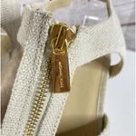 Michael Kors Berkley Women 10 Zipper Mid Wedge Sandals Platform Espadrille Linen Photo 3
