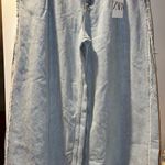 ZARA NWT high waist wide legs distressed seams 💙 Photo 0