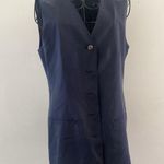 90’s Silk long button up blouse vest Blue Photo 0