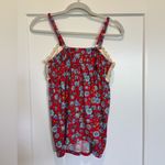 No Boundaries  Red Floral and Cream Crochet Tank Top Size M 7-9 Photo 3
