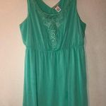 Love Squared Dress Sea Green Sleeveless Dress Lace on Chest Sz 3X EUC Photo 1