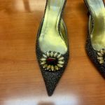 Miu Miu Embellished Woven Metallic Mules – Vintage Designer Heels Size 38.5 Photo 8