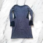 Maje  Navy Knit metallic long sleeve zip shoulder Sweater dress Photo 2
