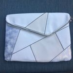 Street Level Nasty Gal White Grey Right Angle Geometric Patchwork Clutch Photo 2