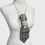 “Dainty Dapper” pretty classy earth tone color combination necktie Necklace Silver Photo 3