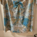 The Great  American Sportswear Co Blue Print V Neck Blouse XXL Photo 5