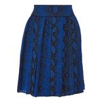 Proenza Schouler New Womens 4 Pleated Snake Print Silk Chiffon Skirt Blue Black Photo 2