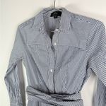 J.Crew  Blue White Stripe Shirt Dress Tie Waist Cotton Photo 2