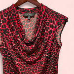 Cute slinky spicy red leopard print cowl neck top sleeveless flowy Black Photo 1