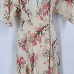 Reformation Karen Kimono Midi Wrap Dress Leila Floral Tulip Size XS Cream Pink Photo 10
