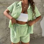 Green Gingham Shirt and Shorts Set Size L Photo 3