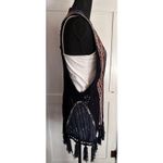 Free People Love Story Navy Southwestern Bohemian Sweater Knit Vest Tassel Sz S Photo 4