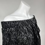 H&M Black Velvet Striped Pattern Off Shoulder 3/4 Sleeve Cropped Blouse Top Sz 6 Photo 3