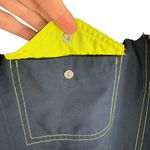 Nike Navy Blue Yellow Trim Elastic Waist Cropped High Rise Track Pants Size L Photo 2