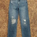 EXPRESS  Modern Straight Super High Rise Distressed Jeans Photo 0
