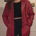 Vintage Leather Jacket Red Size 12 Photo 0