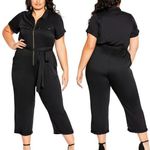 City Chic New! Plus Boiler Suit Jumpsuit in black, size 18 Photo 1