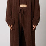 Nia Plush Cardigan full lenth long womens Brown (small) loungewear cozy comfy Photo 0