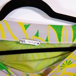 Zara Thick Knit Stretch Green Purple Yellow Floral Flower Print Pattern Skirt M Photo 1