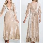 Raga  | Crushed Velvet Aphrodite Plunge Neckline Midi Dress Boho | S Photo 4