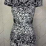 Tibi  Animal Print Leather‎ Panel Dress Black Cream Size US 2 Photo 5