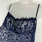 Victoria's Secret Vtg Victoria’s Secret Sheer Velvet Babydoll Slip Dress Sz Medium Navy Blue Black Photo 4