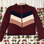Bohme  Retro Maroon Chevron Puffer Jacket Photo 0