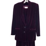 Dana Buchman  Vintage Dark Purple Velvet Silk Blend Pant Blazer Jacket Suit Set Photo 8