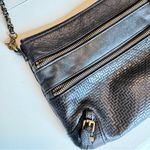 Elliott Lucca Black Woven Leather Crossbody Handbag Bag Purse Womens Photo 1