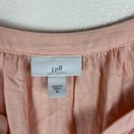 J Jill Short Sleeve Embroidered Shirt Size Medium Peach Orange Boho Linen Blend Photo 2