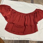 Red Cold Shoulder Layered Blouse Photo 3