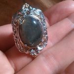 Malagasy Labradorite 18K Yellow Gold Plated and Platinum Bond Ring (Size 7) Photo 6