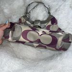 Coach  Op Art Scarf Print Signature Shoulder Bag with Purple and Silver Detail Photo 2