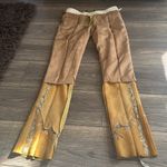Ralph Lauren RARE  blue label calf-suede tan leather embroidered western pants 6 Photo 11