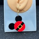 🎅🖤 Santa Belt Mouse Earrings | Gold Tone Accents ✨ Red Photo 1