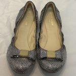 Cole Haan Womens Tali Bow Leather Ballet Flat Silver Glitter Mirror 8.5B Photo 2