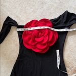 Elegant Black Dress with a huge red rose Floral Accent size large Photo 4