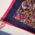 Vintage Floral Printed Bandana Scarf Made in Italy Polyester Red Photo 5