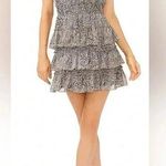 1. State  Smocked Neck Sleeveless Tiered Ruffled Leopard Mini Fit Dress size M Photo 0