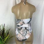 Snake Python Print Belted 1 Piece Swim Suit M White Size M Photo 1