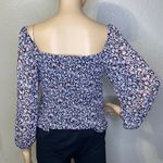 I.N. San Francisco Floral Puff Sleeve Blouse Pink Blue Black Large Photo 6