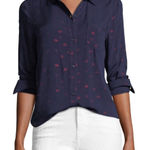 Rails  Navy Blue Rosci Button Down Shirt in Kiss Me Metallic, Size S Photo 0